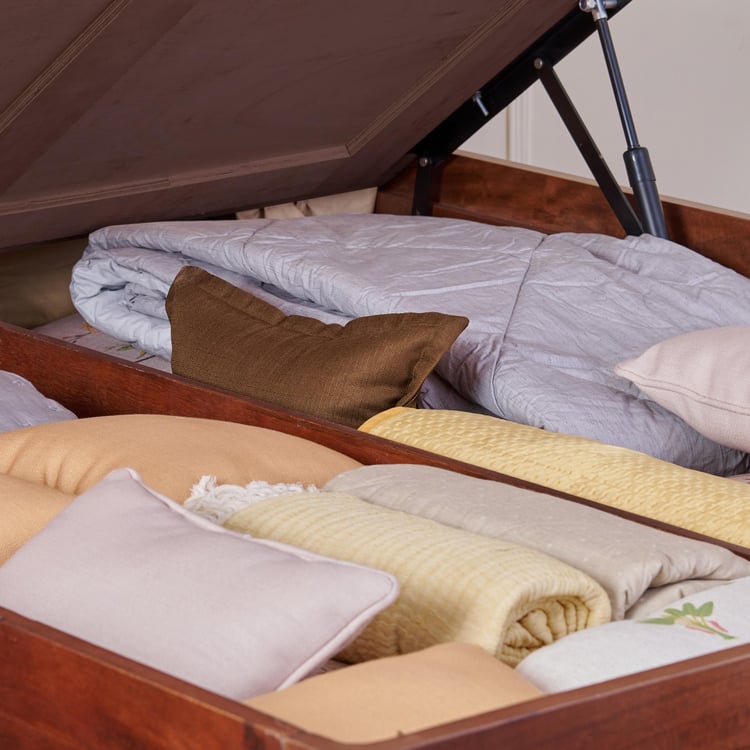 Dastkari Samrat Mango Wood King Bed with Hydraulic Storage - Brown