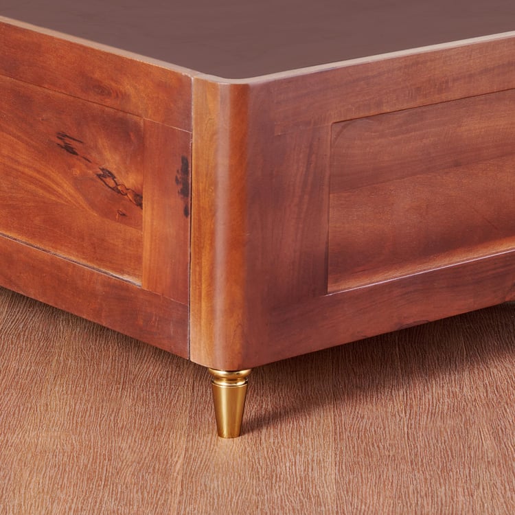 Dastkari Samrat Mango Wood King Bed with Hydraulic Storage - Brown