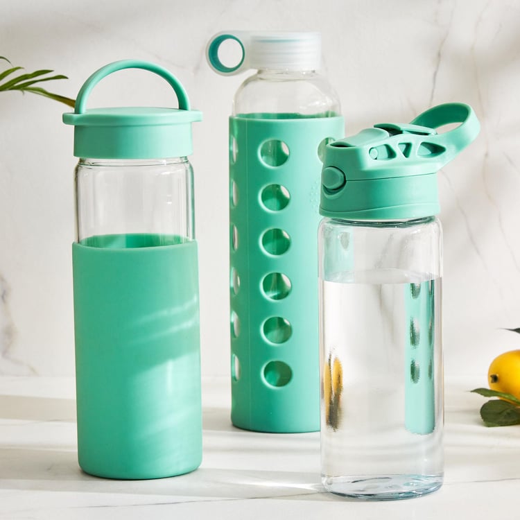 Atlantis Bowen Glass Water Bottle with Pouch - 600ml