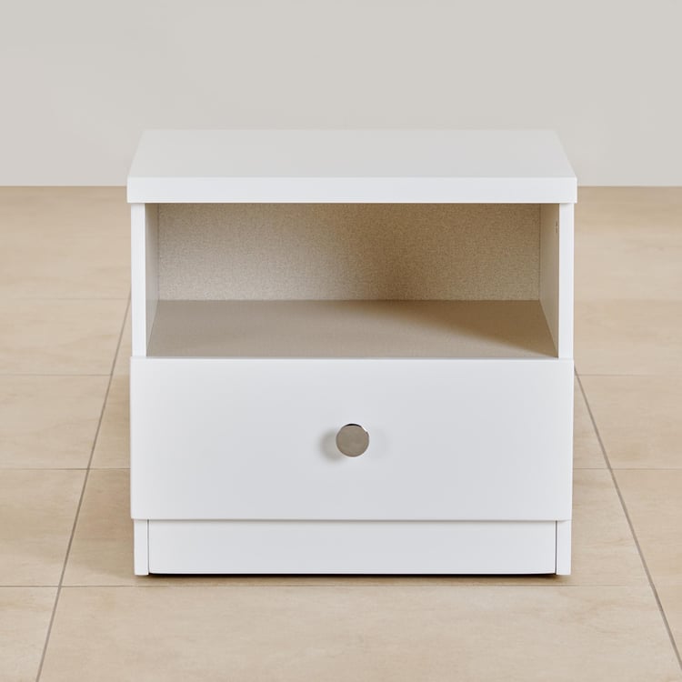 Alps Bed Side Table With Drawer - White