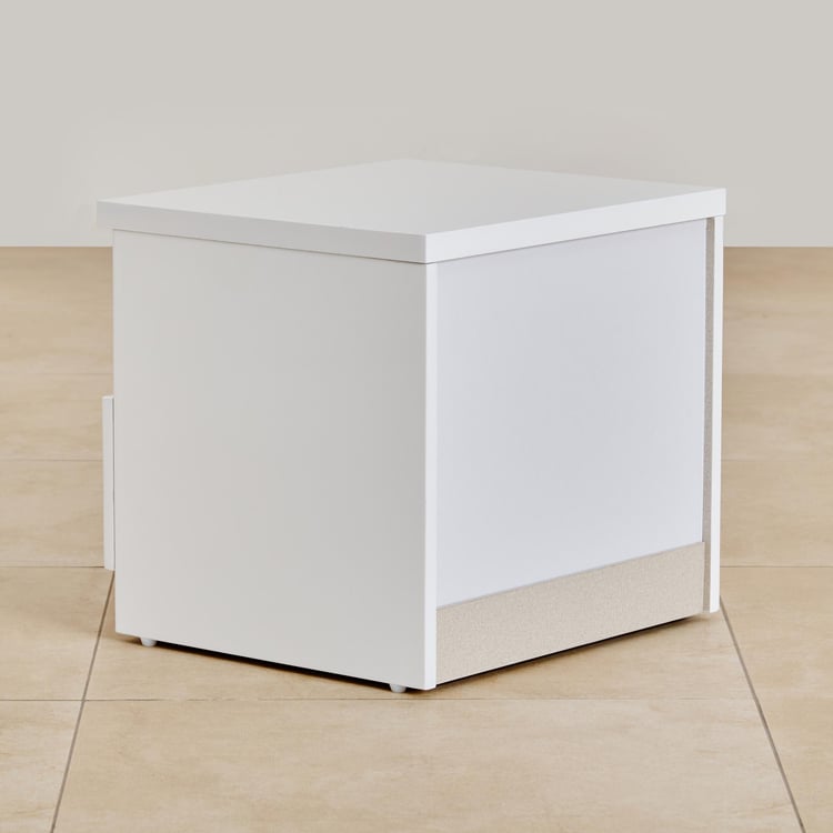 Alps Bed Side Table With Drawer - White