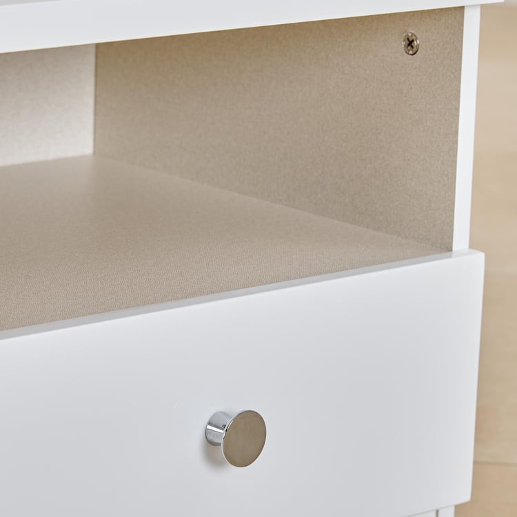 Alps Bed Side Table With Drawer - White