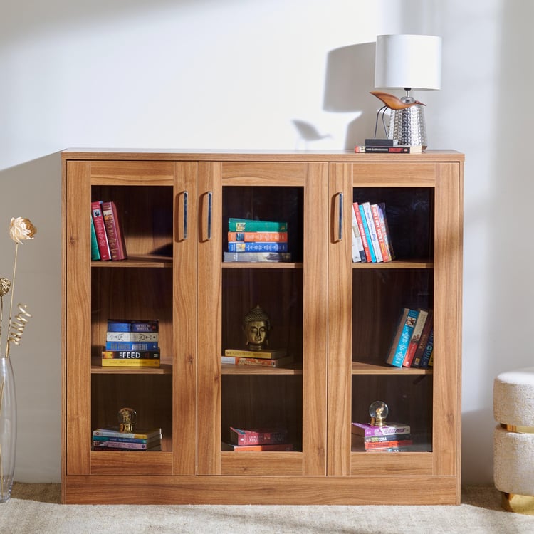 Quadro 3-Door Book Cabinet - Brown