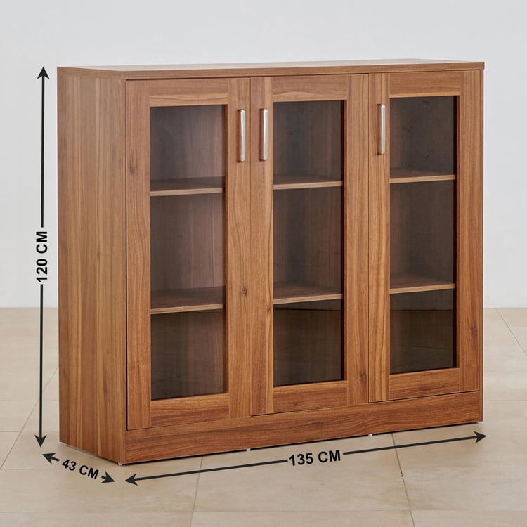 Quadro 3-Door Book Cabinet - Brown