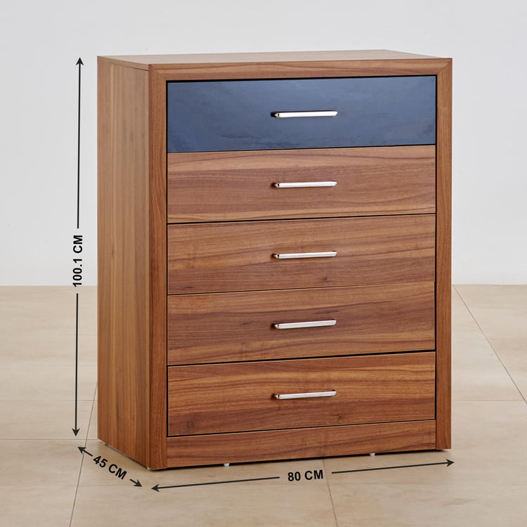 Quadro Chest of 5 Drawers - Brown