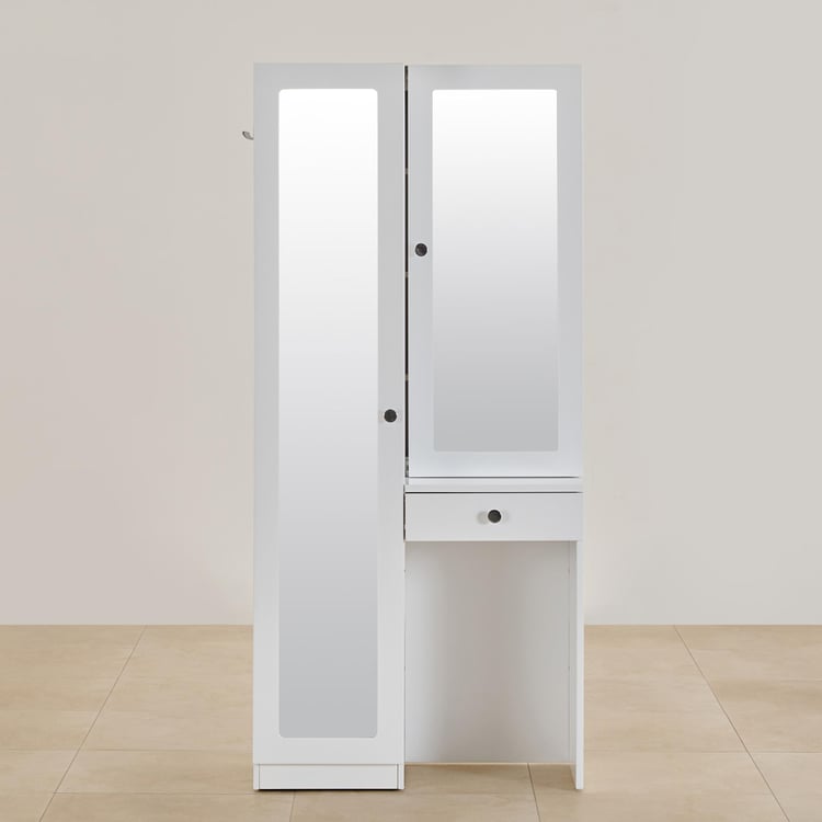 Alps Sliding Dresser Mirror with Storage - White