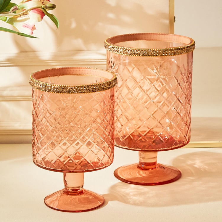 Fables Avery Set of 2 Glass Hurricane Candle Holder