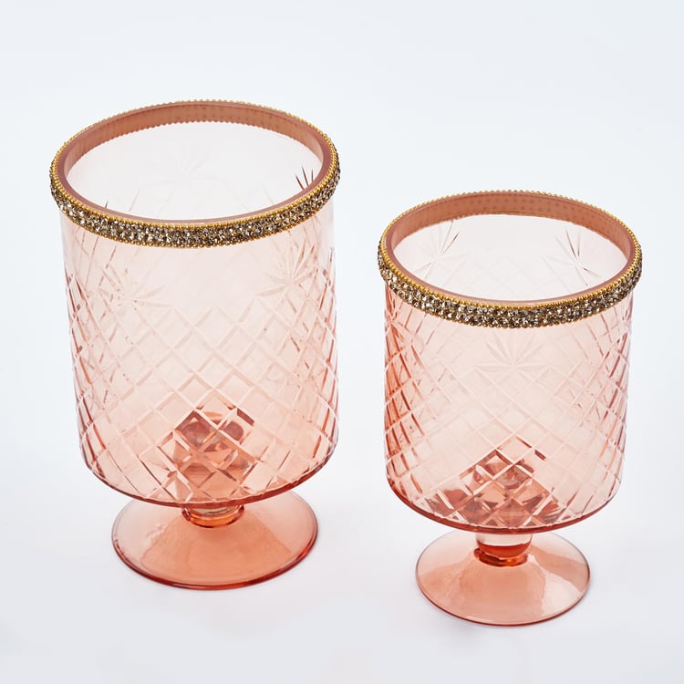 Fables Avery Set of 2 Glass Hurricane Candle Holder