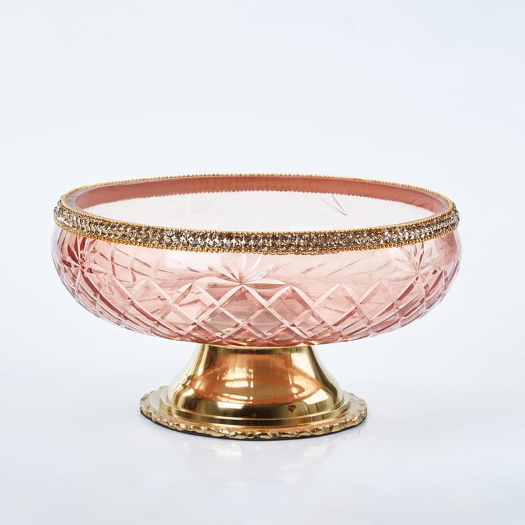 Fables Avery Glass Decorative Bowl with Metal Base