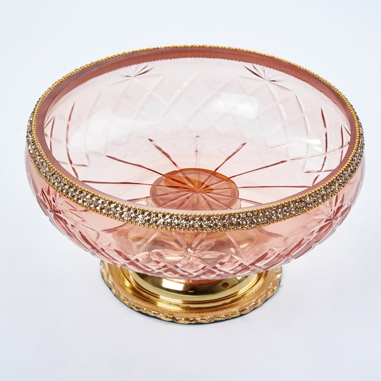 Fables Avery Glass Decorative Bowl with Metal Base