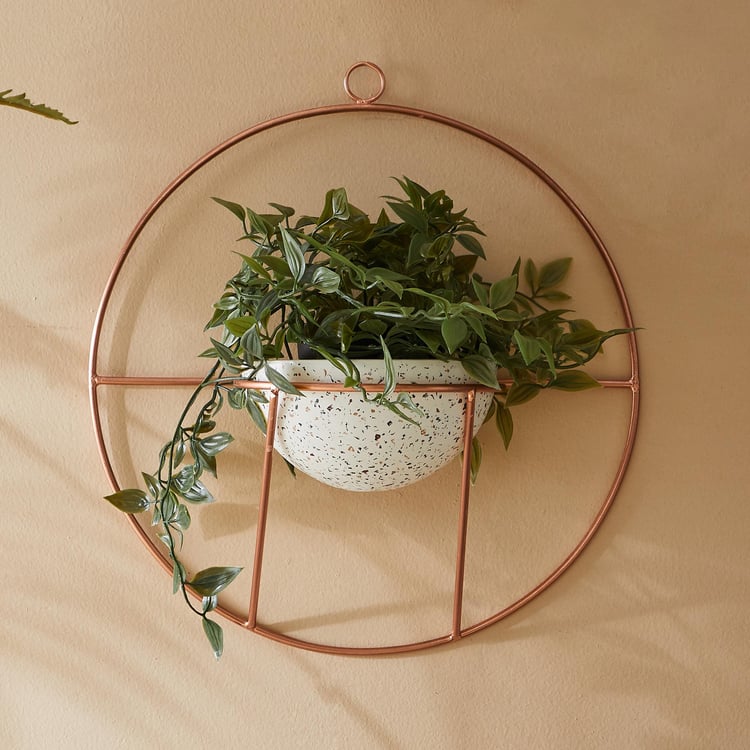 Splendid Terra Roza Concrete Wall Planter with Iron Stand