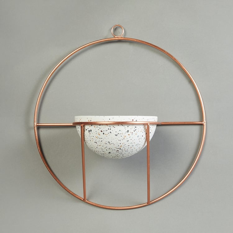 Splendid Terra Roza Concrete Wall Planter with Iron Stand