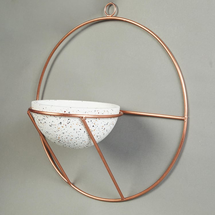 Splendid Terra Roza Concrete Wall Planter with Iron Stand