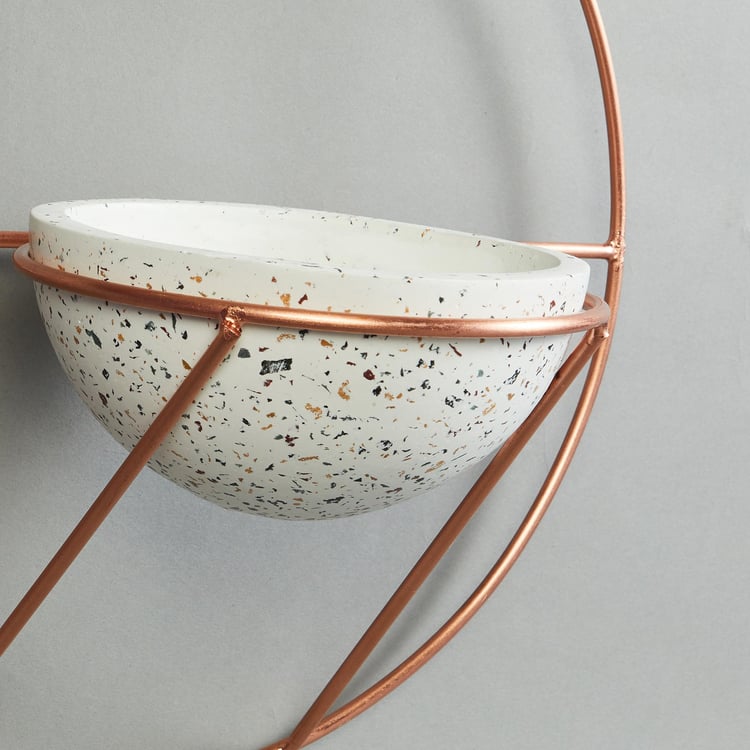 Splendid Terra Roza Concrete Wall Planter with Iron Stand