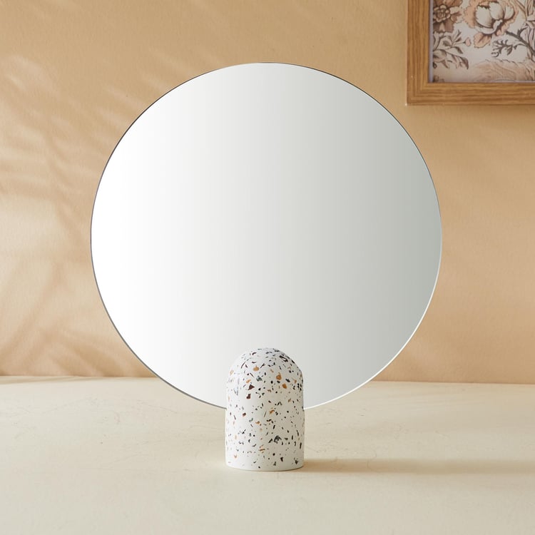 Terra Round Decorative Table Top Mirror - 25x28cm