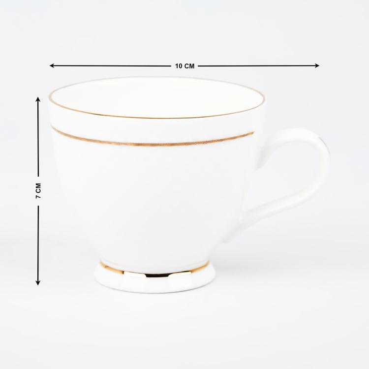 Corsica Gold Line Set of 6 Bone China Cups and Saucers - 200ml