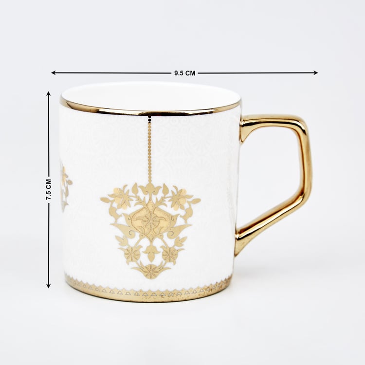 Corsica Ebony Set of 6 Bone China Printed Coffee Mugs - 230ml