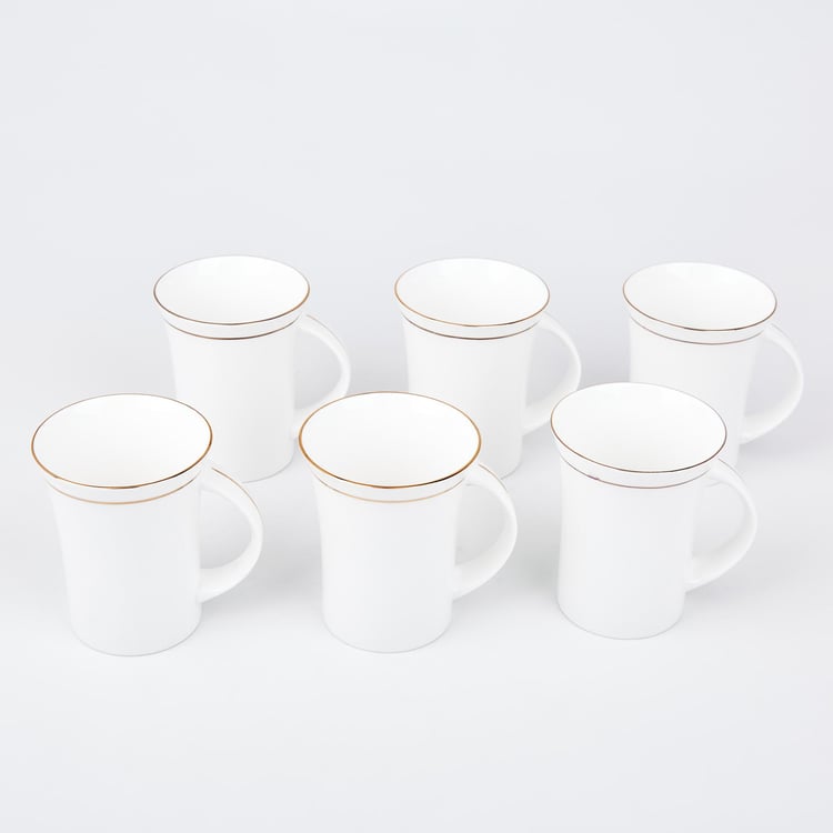 Corsica Gold Line Set of 6 Bone China Milk Mugs - 270ml