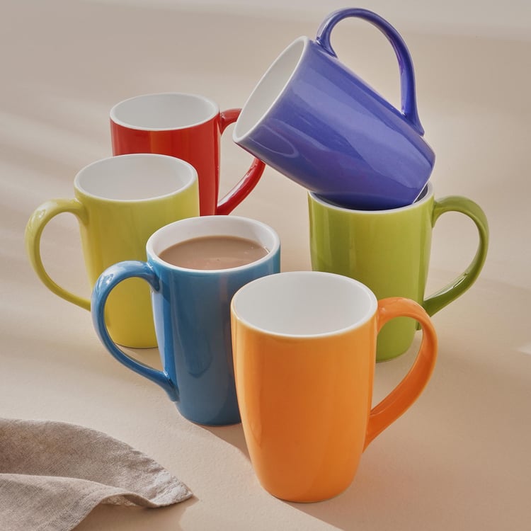 Corsica Solid Orion Set of 6 Bone China Milk Mugs - 270ml