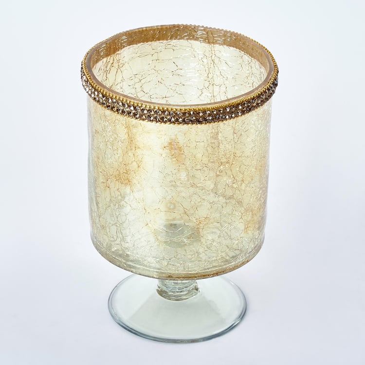 Maya Tevis Glass Crackle Hurricane Candle Holder