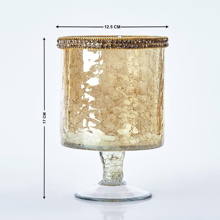 Maya Tevis Glass Crackle Hurricane Candle Holder