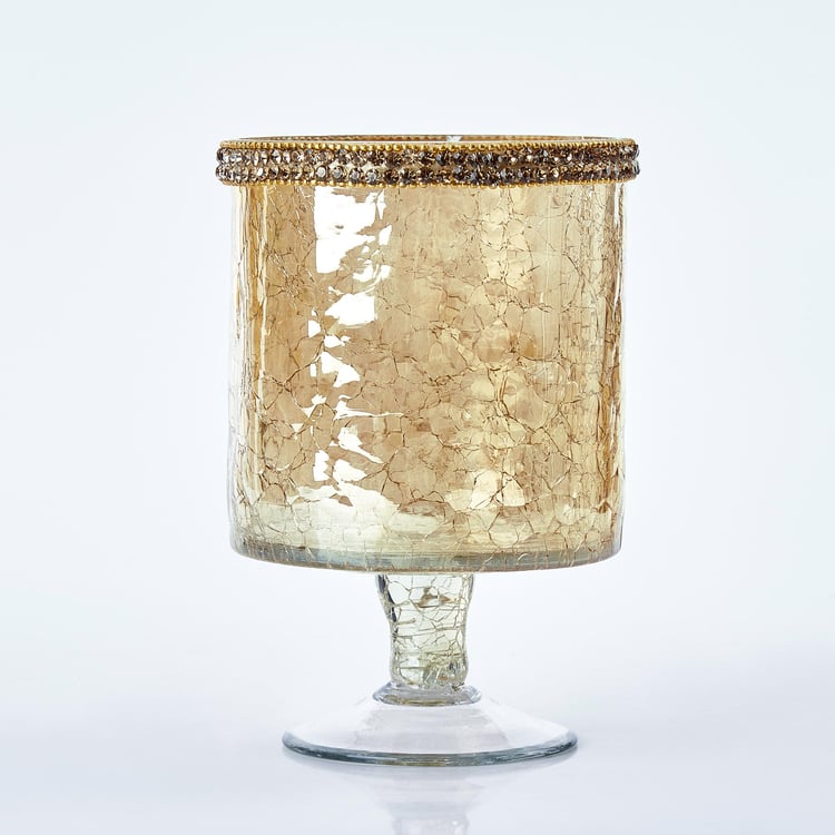 Maya Tevis Glass Crackle Hurricane Candle Holder