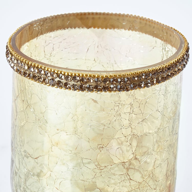 Maya Tevis Glass Crackle Hurricane Candle Holder