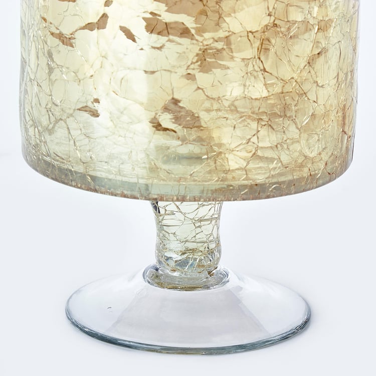 Maya Tevis Glass Crackle Hurricane Candle Holder