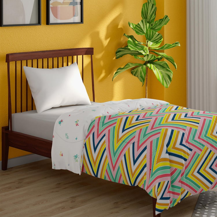 PORTICO Pixelmania Cotton Chevron Printed Single Comforter