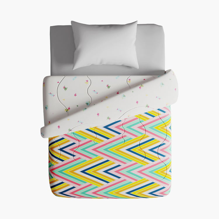 PORTICO Pixelmania Cotton Chevron Printed Single Comforter