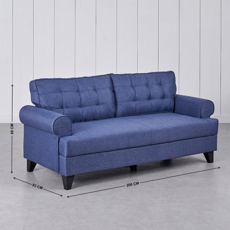 Helios California Fabric 3+2 Seater Sofa Set - Blue