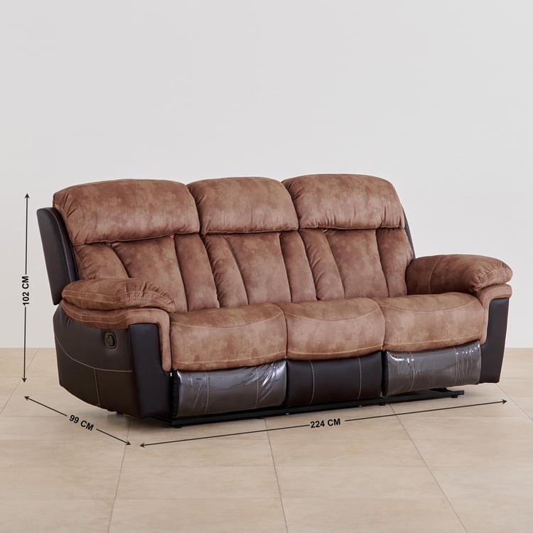 Aries Faux Leather 3+2+1 Seater Recliner Set - Brown