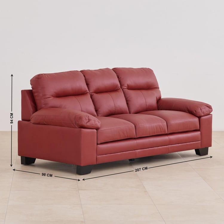 Winchester Half Leather 3+2 Seater Sofa Set - Burgundy