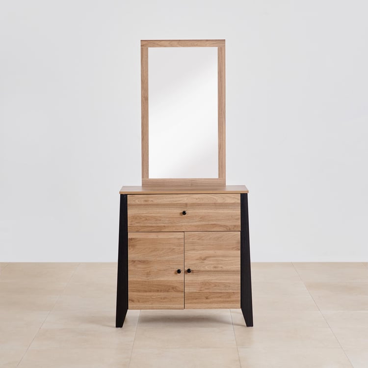 Helios Amberly Dresser Mirror with Drawer - Brown