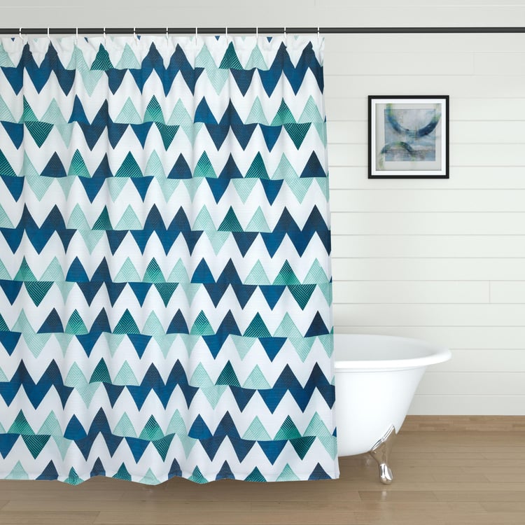 Richmond Cortina Geometric Print Shower Curtain with Rings - 180x180cm