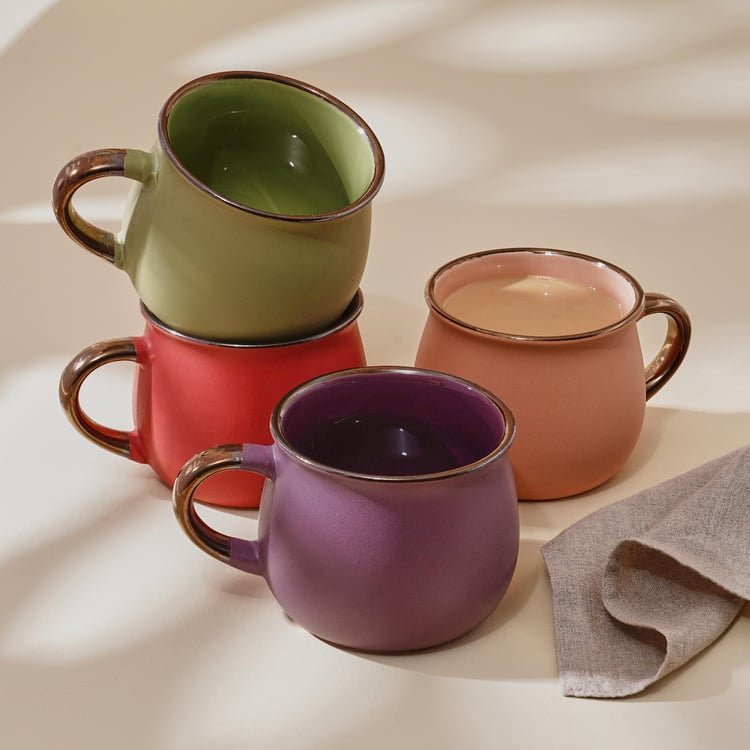 Vibgyor Set of 4 Stoneware Soup Bowls - 340ml