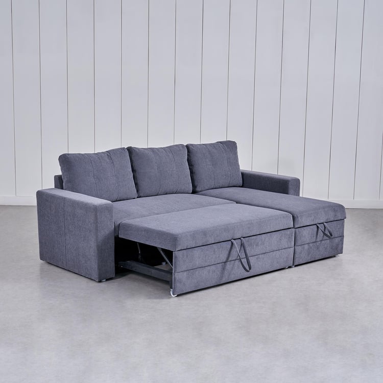 Woodland Fabric 2-Seater Storage Sofa Bed with Interchangeable Chaise - Grey