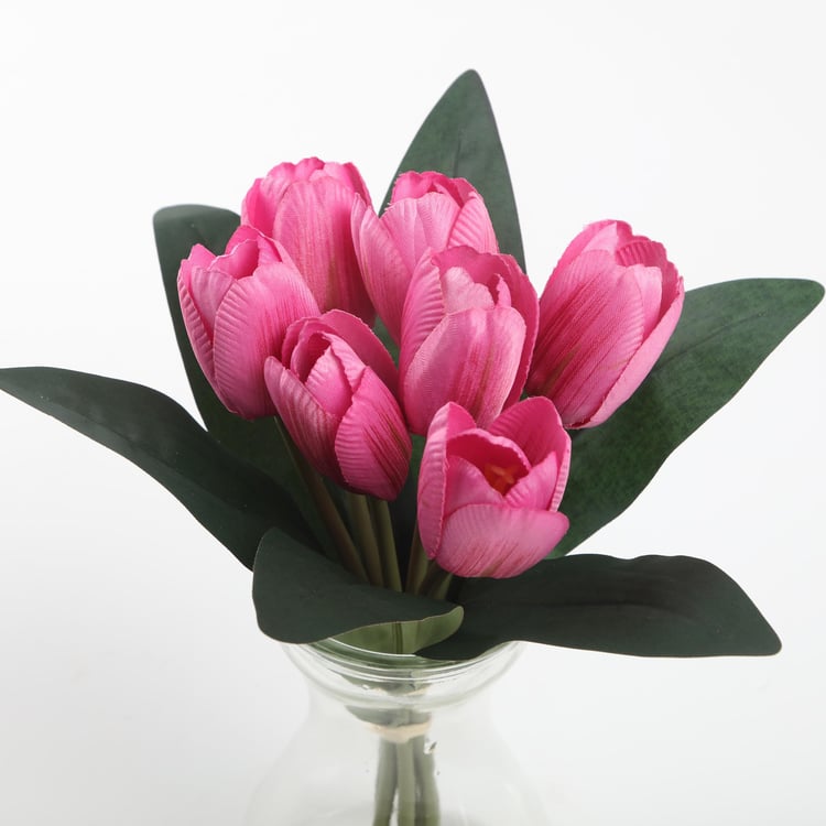 Gloria Artificial Tulips in Glass Vase