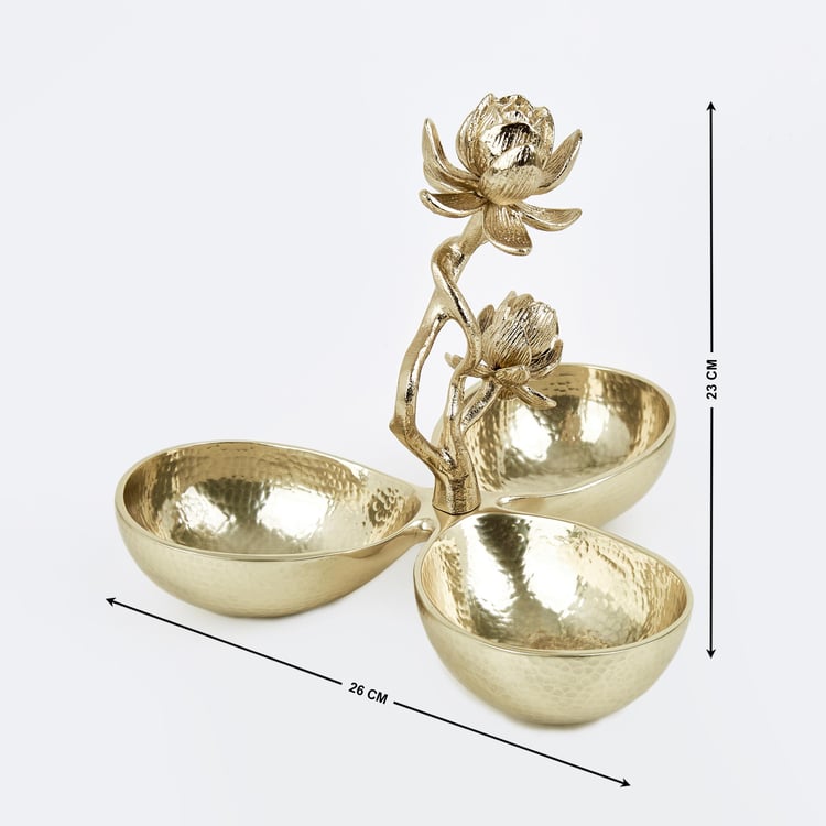 Eternity Vivere Aluminium Lotus Decorative Tri Bowl