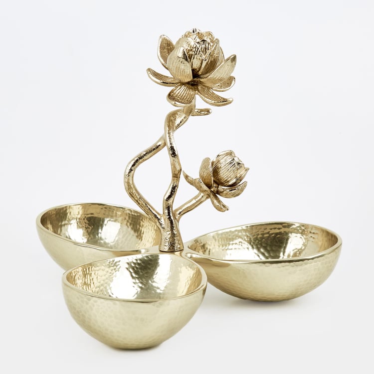 Eternity Vivere Aluminium Lotus Decorative Tri Bowl