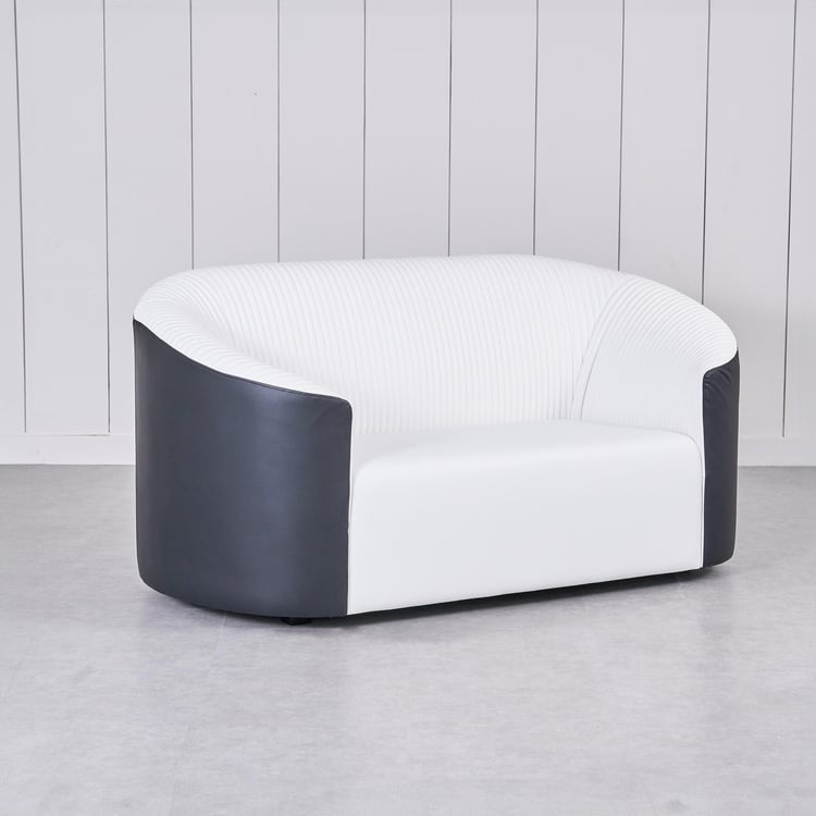 Charlie Faux Leather 2-Seater Sofa with Cushions - Black and White