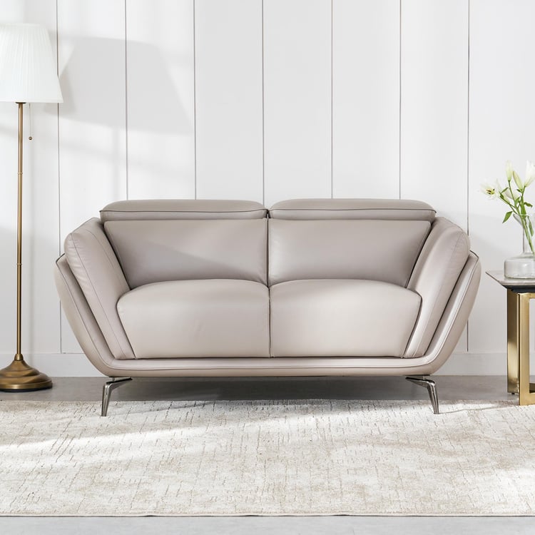 Marcello Half Leather 2-Seater Sofa - Beige