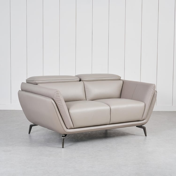 Marcello Half Leather 2-Seater Sofa - Beige