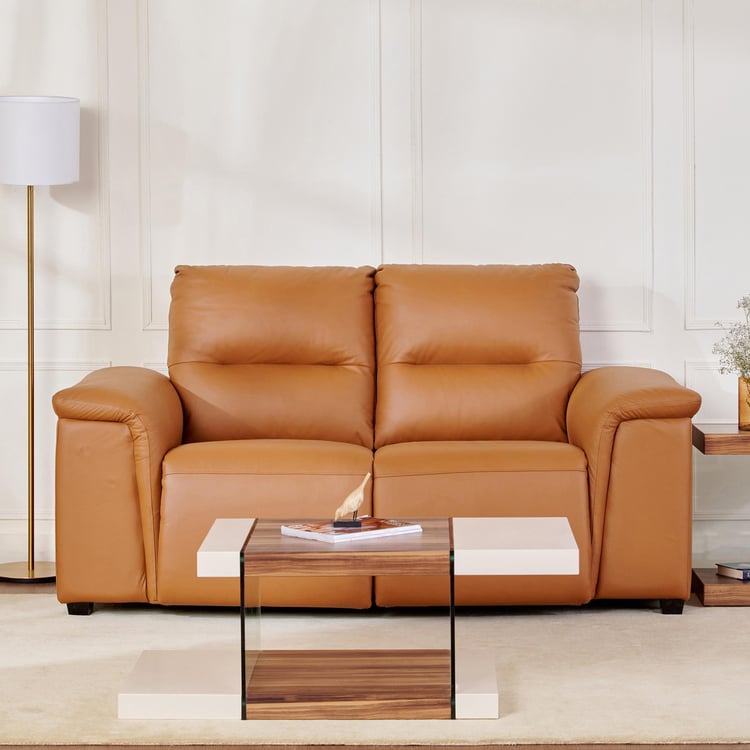 Ritz Half Leather 2-Seater Electric Recliner - Brown