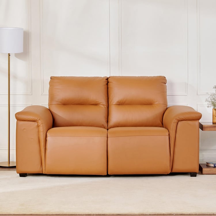 Ritz Half Leather 2-Seater Electric Recliner - Brown