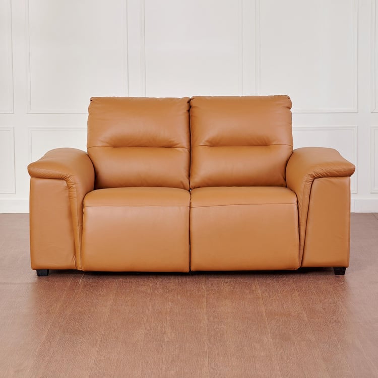 Ritz Half Leather 2-Seater Electric Recliner - Brown