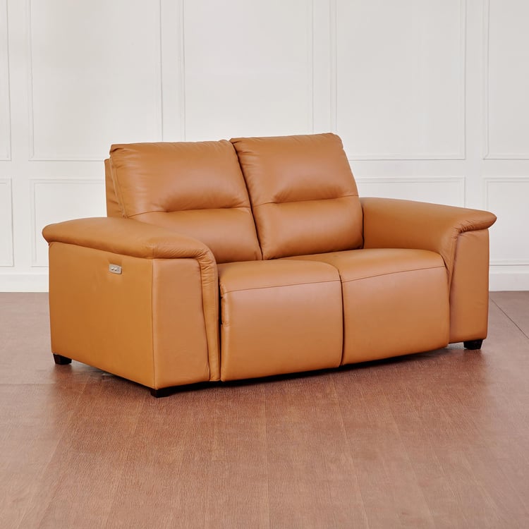 Ritz Half Leather 2-Seater Electric Recliner - Brown