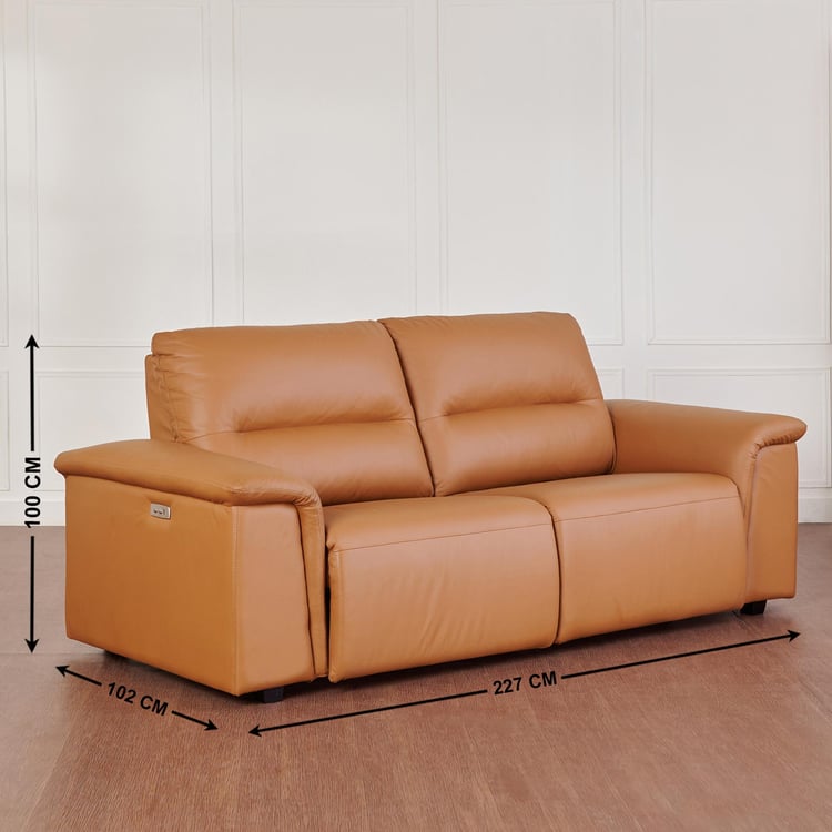 Ritz Half Leather 3-Seater Electric Recliner - Brown