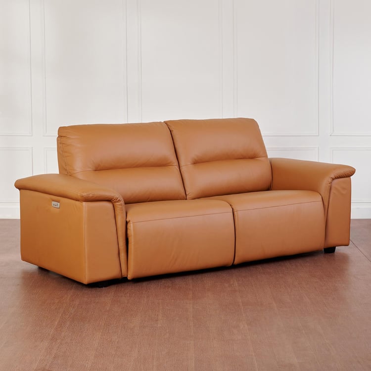 Ritz Half Leather 3-Seater Electric Recliner - Brown