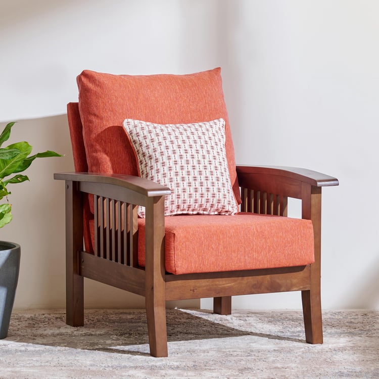 Abby Fabric 1-Seater Sofa with Cushion - Orange